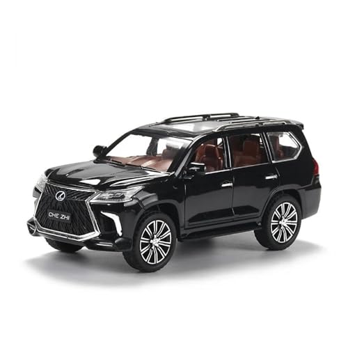 1:24 Für Lexus LX570 SUV Legierung Auto Modell Diecast Metall Spielzeug Auto Sammlung Sound Licht Simulation Spielzeug Druckgussmodelle Motorfahrzeuge(Schwarz) von DUEVEL