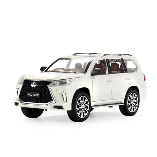 1:24 Für Lexus LX570 SUV Legierung Auto Modell Diecast Metall Spielzeug Auto Sammlung Sound Licht Simulation Spielzeug Druckgussmodelle Motorfahrzeuge(White) von DUEVEL