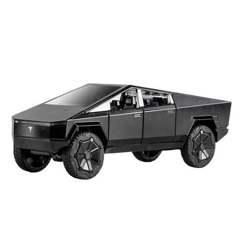 1:24 Für Tesla Cybertruck Legierung Diecast Fahrzeuge Metall Spielzeug Auto Modell Sound Und Licht Zurückziehen Sammlung Druckgussmodelle Motorfahrzeuge(Schwarz) von DUEVEL