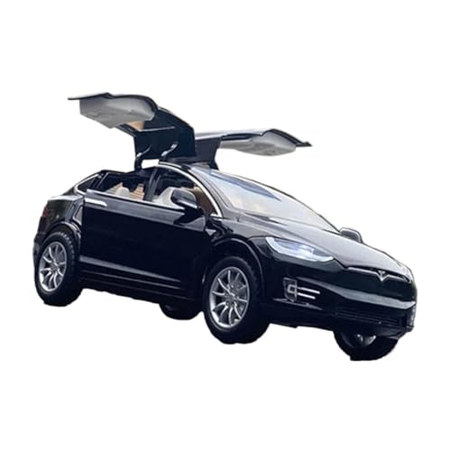 1:24 Für Tesla Modell X Legierung Auto Modell Diecast Metall Spielzeug Fahrzeuge Auto Modell Sound Und Licht Spielzeug Druckgussmodelle Motorfahrzeuge(Schwarz) von DUEVEL