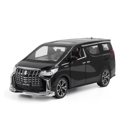 1:24 Für Toyota Alphard MPV Auto Modell Druckguss Legierung Spielzeug Autos Diecast Sound Licht Simulation Sammlerstücke Druckgussmodelle Motorfahrzeuge(Schwarz) von DUEVEL