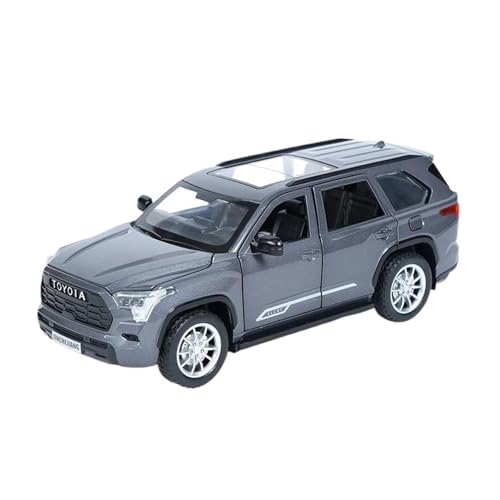 1:24 Für Toyota Sequoia SUV Spray Funktion Legierung Auto Diecast Spielzeug Fahrzeuge Auto Modell Sound Und Licht Auto Spielzeug Druckgussmodelle Motorfahrzeuge(Gray) von DUEVEL