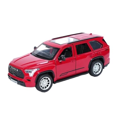 1:24 Für Toyota Sequoia SUV Spray Funktion Legierung Auto Diecast Spielzeug Fahrzeuge Auto Modell Sound Und Licht Auto Spielzeug Druckgussmodelle Motorfahrzeuge(Rot) von DUEVEL