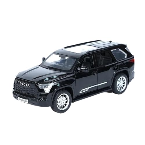 1:24 Für Toyota Sequoia SUV Spray Funktion Legierung Auto Diecast Spielzeug Fahrzeuge Auto Modell Sound Und Licht Auto Spielzeug Druckgussmodelle Motorfahrzeuge(Schwarz) von DUEVEL