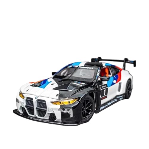 1:34 Für BMW 3.0 CSL Legierung Track Sport Auto Modell Auto Modell Sammlung Geschenk Simulation Sound Und Licht Druckgussmodelle Motorfahrzeuge(M4 GT3 White) von DUEVEL