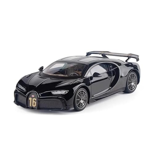 Automodell 1 18 Für Bugatti Legierungsautomodell Simulation Sound Und Licht Pull Back Sportwagensammlung Druckgussmodelle Motorfahrzeuge(Schwarz) von DUEVEL