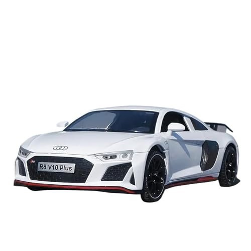 DUEVEL 1:24 Für Audi R8 V10 Plus Auto Modell Legierung Sport Diecast Metall Spielzeug Auto Modell Sound Licht Sammlung Spielzeug Druckgussmodelle Motorfahrzeuge(White) von DUEVEL