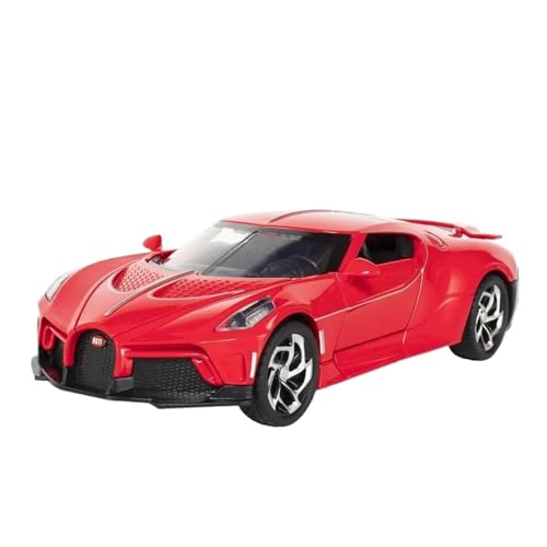 DUEVEL 1:24 Für Bugatti Voice of The Night Automodell Druckguss-Spielzeugfahrzeuge Metallsimulation Sound- Und Lichtkollektion Druckgussmodelle Motorfahrzeuge(Rot) von DUEVEL