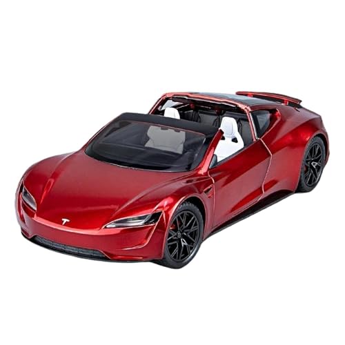 DUEVEL 1:24 Für Tesla Roadster Automodell Supersportwagen Legierung Druckguss Automodell Sammlung Dekoration Ornamente Druckgussmodelle Motorfahrzeuge(Rot) von DUEVEL