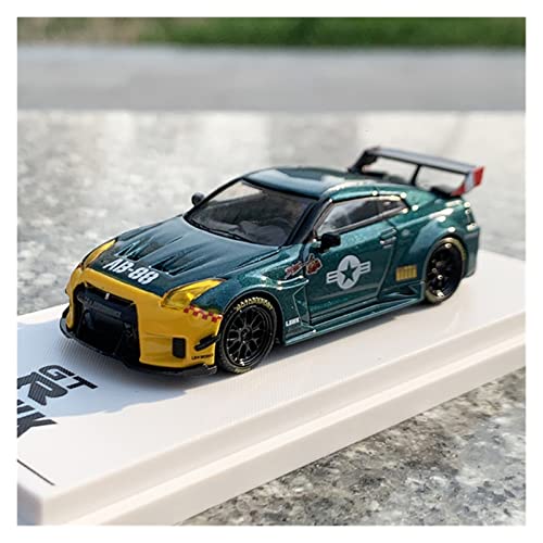 Diecast 1 43 Für Nissan GTR R35 LB 3.0 Legierung Mini Sportwagen Modell Licht Auto Sammlung Souvenir Fahrzeug Spielzeug Druckgussmodelle Motorfahrzeuge(Grün) von DUEVEL