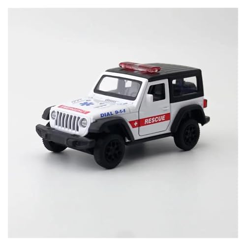 Diecast Modell 1 36 Für Jeep Wrangler Rubicon Polizei Legierung Modell Pull Back Sammlung Offene Tür Druckgussmodelle Motorfahrzeuge(Weiß) von DUEVEL