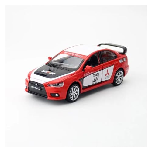 Druckgussmodell Im Maßstab 1 32 Für Mitsubishi Evolution X 10 WRC-Rennwagenmodell, Sound- Und Licht-Pullback-Spielzeug Druckgussmodelle Motorfahrzeuge(WRC-Red) von DUEVEL