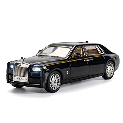 Für Rolls-Royce Phantom 1 24 Kinder-Puzzle-Automodell Mit Sound- Und Lichtspielzeug Druckgussmodelle Motorfahrzeuge(Schwarz) von DUEVEL