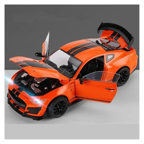 Modell Im Maßstab 1 18 Für Ford Mustang Shelby GT500 Legierung Sportwagen Modell Sound Und Licht Geschenk Druckgussmodelle Motorfahrzeuge(Orange) von DUEVEL