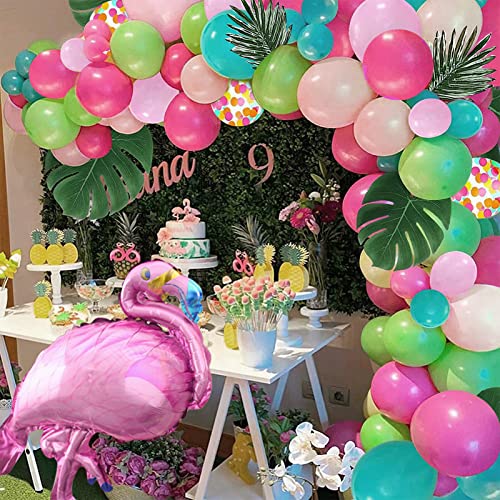 DUGEHO 108 Stück Hawaiianischen Ballonbogen Kit, Ballonbogen, Hawaiianische Luftballons, Ballongirlande Kit, Flamingo Ballons für Geburtstag Hochzeit Jahrestag Baby Dusche Hawaiianischen Part von DUGEHO