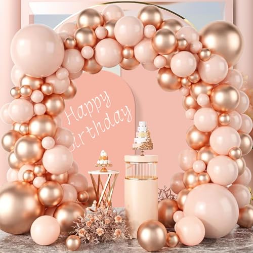 DUGEHO Luftballon Girlande, 101 Stück Apricot Ballongirlande Set,Champagnergold Metallic Luftballons,Latexballon Balloon Girlande für Baby Shower, Geburtstag, Hochzeitdeko Dekoration von DUGEHO