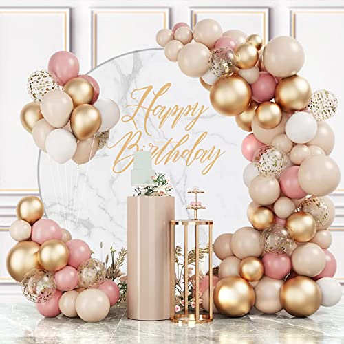 DUGEHO 107 Stück Rosa Gold Girlande Ballonbogen Luftballons Girlande Set,Konfetti Luftballons,Latexballon für Geburtstag Hochzeit Jubiläum Baby Shower Party von DUGEHO