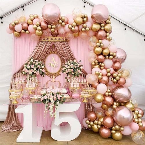 DUGEHO Luftballons Roségold Luftballon Girlande Set,Happy Birthday Girlande Macaron Ballon,Metall Luftballons Hochzeit für Geburtstag Hochzeit Jubiläum Baby Shower Party von DUGEHO