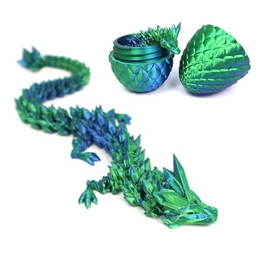 DUOCIYUAN 3D Gedrucktes Drachenei, Drachen Spielzeug Überraschungsdrache Im Ei für Erwachsene Kinder Geschenke Beweglicher Drachen Figuren für Easter Weihnachtstag Schreibtisch Dekoration (Grün) von DUOCIYUAN