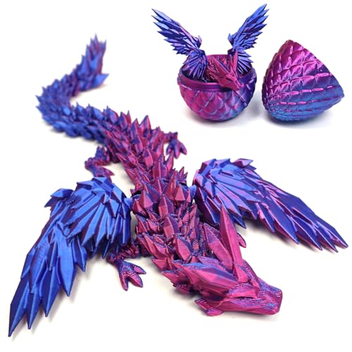 DUOCIYUAN 3D Gedrucktes Drachenei, Drachen Spielzeug Überraschungsdrache Im Ei für Geschenke Beweglicher Drachen Figuren für Easter Weihnachtstag Schreibtisch Dekoration (Pterodactyl Violett) von DUOCIYUAN