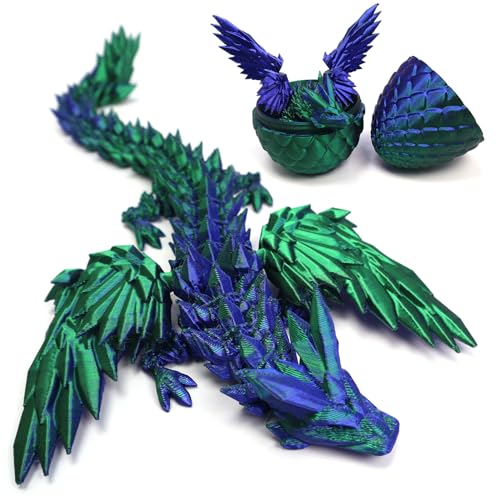 DUOCIYUAN 3D Gedrucktes Drachenei, Drachen Spielzeug Überraschungsdrache Im Ei für Geschenke Beweglicher Drachen Figuren für Easter Weihnachtstag Schreibtisch Dekoration (Pterodactyl Grün) von DUOCIYUAN