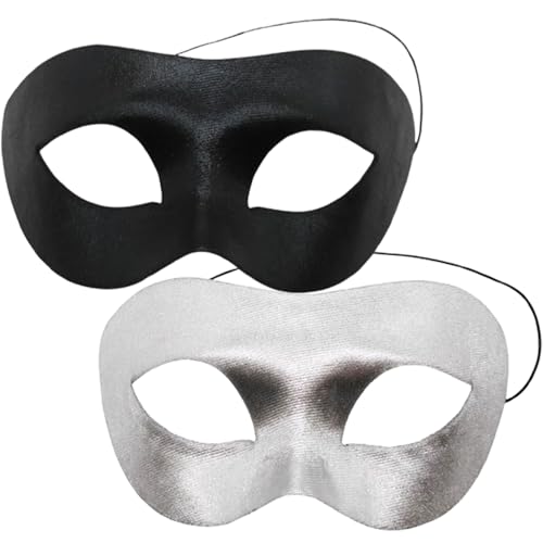 2 Stücke Maskerade Maske, Matte Maskerade Maske, Herren Venezianische Maske, Cosplay Maskenball Masken, Schwarz Venezianische Masken, Für Kostüm Fasching Karneval Halloween Party Ball Oper (B) von DUOHERESHUI