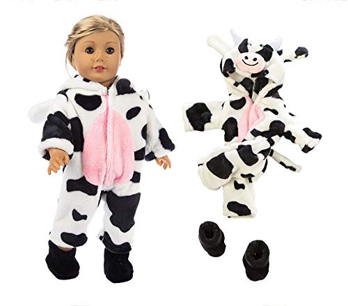 DUORUI Puppenkleidung Winter Outfit Jumpsuits Pyjamas für American Girl Doll 18 Zoll Kuhmuster DUORUI Puppenkleidung Winter Outfit Jumpsuits Pyjamas für American Girl Doll 18 Zoll Kuhmuster von DUORUI
