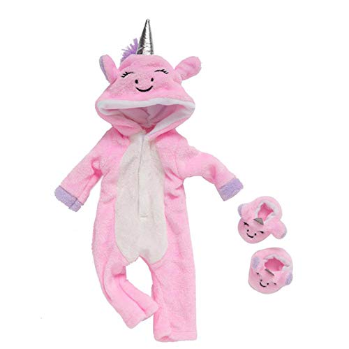 DUORUIMI Puppenkleidung, Winter-Overall, Schlafanzug für American Girl-Puppe, 45,7 cm, niedliches Einhorn-Muster von DUORUIMI