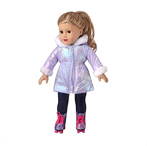 DUORUIMI Puppenkleidung Winter Outfit Lange Mantel Jacke für American Girl Doll 45.7 cm Lila von Toolo