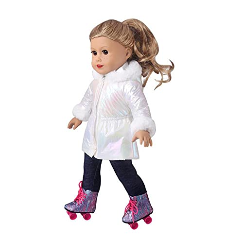 DUORUIMI Puppenkleidung Winter Outfit Lange Mantel Jacke für American Girl Doll 45.7 cm Weiß von DUORUIMI