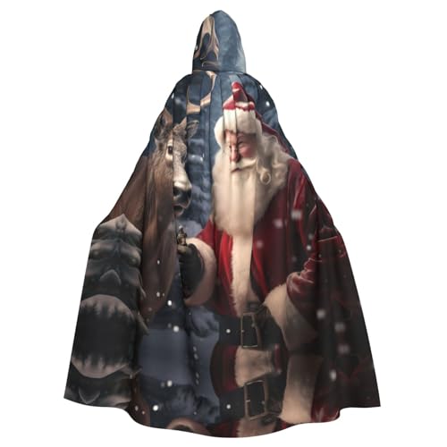 DURAGS Weihnachtlicher Winterlandschaft Hirsch Vampirumhang für Rollenspiele, bequemes Outfit für Halloween-Umhang, Themenpartys, Weihnachtsmann, Einheitsgröße von DURAGS