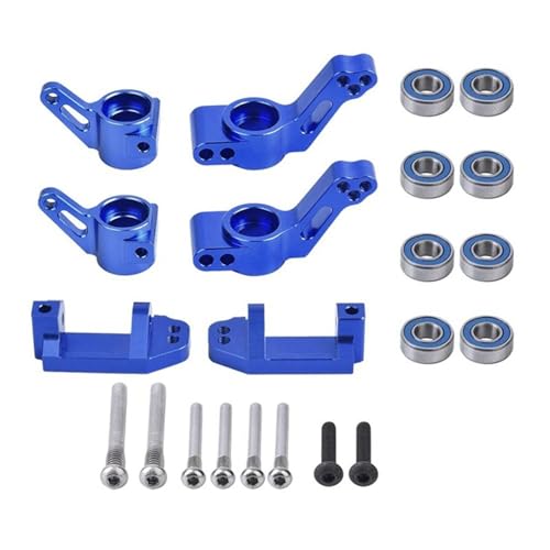 RC-Car-Zubehör Für Traxxas Für 2WD Für Slash Für Stampede Für Rustler Metall Vorderer Nachlaufblock Lenkblöcke Hinterer Achsschenkelträgersatz Für 1/10 Teile (Color : Blue) von DUbom