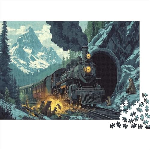 Dampfzug 1000 Teile Puzzle Spielzeug Geschenk Geschicklichkeitsspiel Familienspaß 100% Recycelten Kartons 1000pcs (75x50cm) von DVAPAHEVK