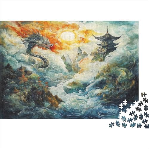 Drache 1000 Teile Puzzle Spielzeug Geschenk Geschicklichkeitsspiel Familienspaß Impossible Puzzle 1000pcs (75x50cm) von DVAPAHEVK