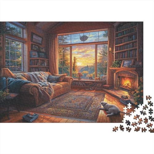 Gemütliche Hütte 300 Teile Puzzle Spielzeug Geschenk Familien-Puzzlespiel Familienspaß 100% Recycelten Kartons 300pcs (40x28cm) von DVAPAHEVK