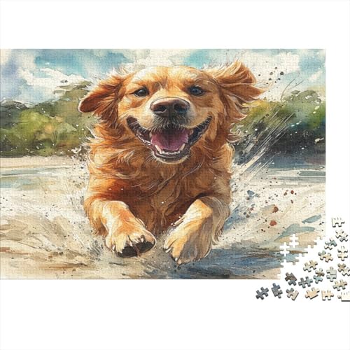 Golden Retriever 300 Teile Puzzle Puzzle-Geschenk Kinder Lernspiel Für Erwachsenen Ab 14 Jahren 100% Recycelten Kartons 300pcs (40x28cm) von DVAPAHEVK