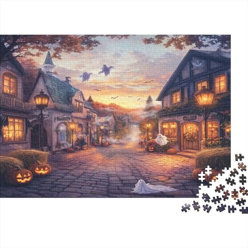 Halloweendorf 1000 Teile Puzzle Premium Quality Puzzle Geschicklichkeitsspiel Familienspaß Impossible Puzzle 1000pcs (75x50cm) von DVAPAHEVK