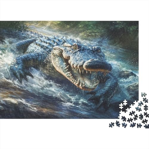 Krokodil 300 Teile Puzzle Puzzle Für Erwachsene Geschicklichkeitsspiel Familienspaß Impossible Puzzle 300pcs (40x28cm) von DVAPAHEVK