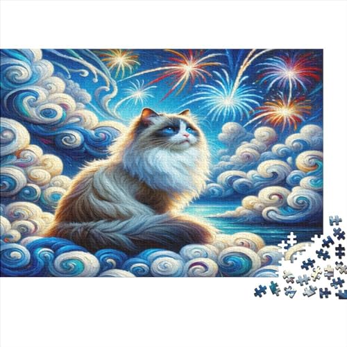 Niedliche Katze 300 Teile Puzzle Spielzeug Geschenk Geschicklichkeitsspiel Familienspaß Impossible Puzzle 300pcs (40x28cm) von DVAPAHEVK