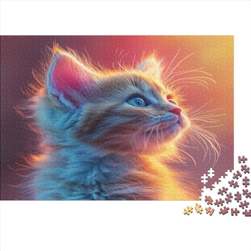 Niedliche Katze 500 Teile Puzzle Puzzle Für Erwachsene Geschicklichkeitsspiel Familienspaß Impossible Puzzle 500pcs (52x38cm) von DVAPAHEVK