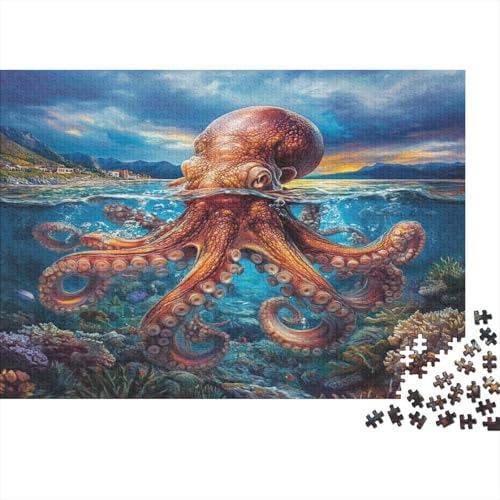 Oktopus 1000 Teile Puzzle Spielzeug Geschenk Geschicklichkeitsspiel Familienspaß Impossible Puzzle 1000pcs (75x50cm) von DVAPAHEVK