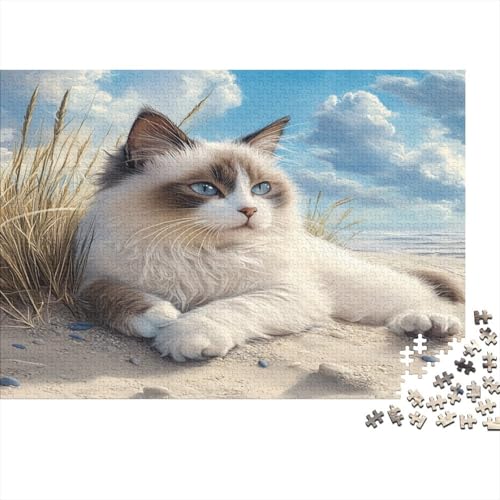 Ragdoll Cat 1000 Teile Puzzle Puzzle Für Erwachsene Geschicklichkeitsspiel Familienspaß 100% Recycelten Kartons 1000pcs (75x50cm) von DVAPAHEVK