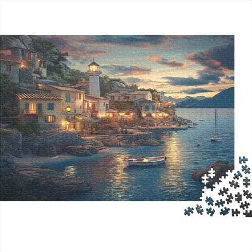 Sonnenuntergang am Hafen 300 Teile Puzzle Premium Quality Puzzle Kinder Lernspiel Familienspaß Impossible Puzzle 300pcs (40x28cm) von DVAPAHEVK