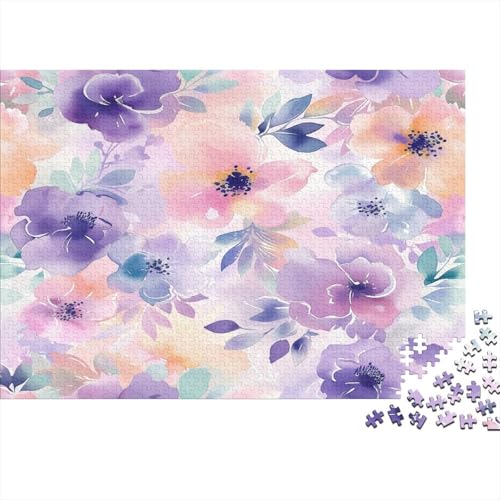 Watercolor Blumen 300 Teile Puzzle Premium Quality Puzzle Geschicklichkeitsspiel Familienspaß Impossible Puzzle 300pcs (40x28cm) von DVAPAHEVK