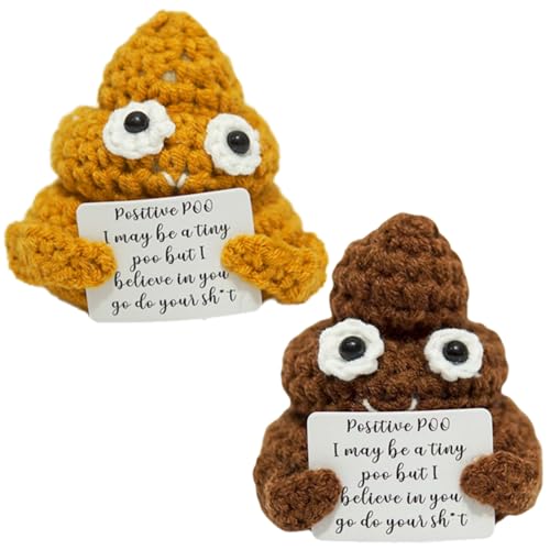 DVSWDMA Süße Häkelpuppe Gestrickte Kacka Spielzeug mit Karte Hug Glücksbringer Positive Poo Figuren Geschenk für Geburtstags Weihnachten Abschieds Besserung Mutmacher von DVSWDMA