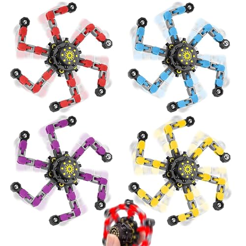 Fidget Spinner Spielzeug,4 Stück Fingertip Spin Top Toy, Roboter Fidget Toys Fidget Spinner, DIY Transformable Spinner Spielzeug Stress Relief Spinner Toy für Children Adults (Zufällige Farbe) von DWFEYOI