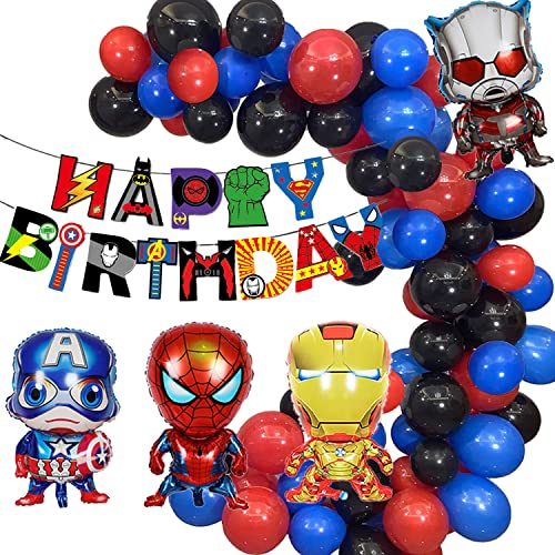 Superhelden Ballons Girlande Bogen Kit - Avenger Party Supplies Superheld Geburtstagsparty Dekoration, alles Gute zum Geburtstag Banner Superheld Folienballons für Kinder Mädchen Jungen Thema Dekor von DWTECH