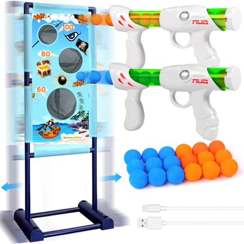 DX DA XIN Bewegliche Zielscheibe Set - Schießspiele für Kinder mit Bewegliches Ziel 2 Pcs Popper Pistole 18 Schaumball Spielzeug Kinder ab 5 6 7 8 9 Jahre Outdoor Spiele Geschenk für Junge von DX DA XIN