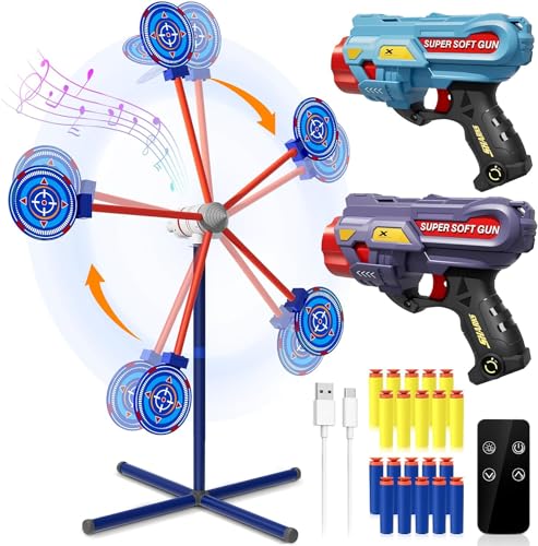 DX DA XIN Rakete Schießspiele Spielzeug Jungen Rotierende Zielscheibe für Nerf 2 Spielzeugpistolen 20 Schaumstoffpfeile Outdoor Spiele für Kinder 4 5 6 7 8 9 10+ Jahre Geschenke für Jungen von DX DA XIN