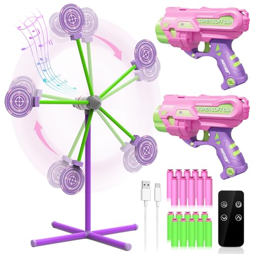 DX DA XIN Schießspiele Zielscheibe für Nerf Rotierende Schießscheibe & 2 Spielzeugpistolen & 20 Schaumstoffpfeile Alter 5 6 7 8 9 10+ Jahre Kinder Weihnachtskindergeschenke Spielzeug für Jungen von DX DA XIN